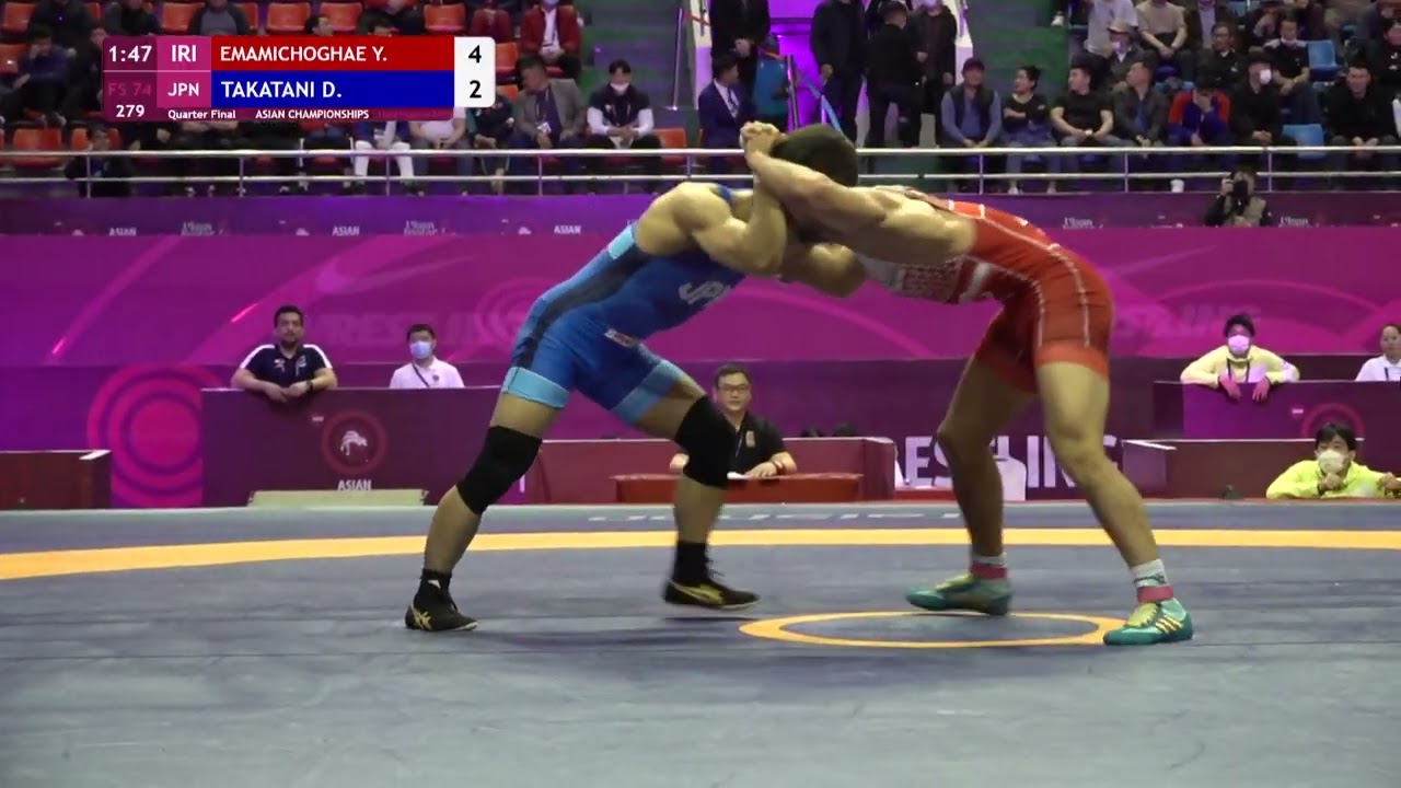 1/4 FS - 74 kg: Y. EMAMICHOGHAE (IRI) v. D. TAKATANI (JPN)