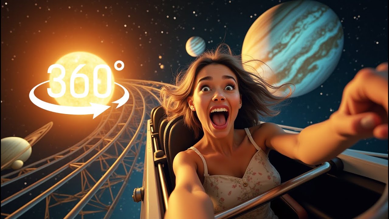 360 video Virtual Reality Coaster Ride in Space