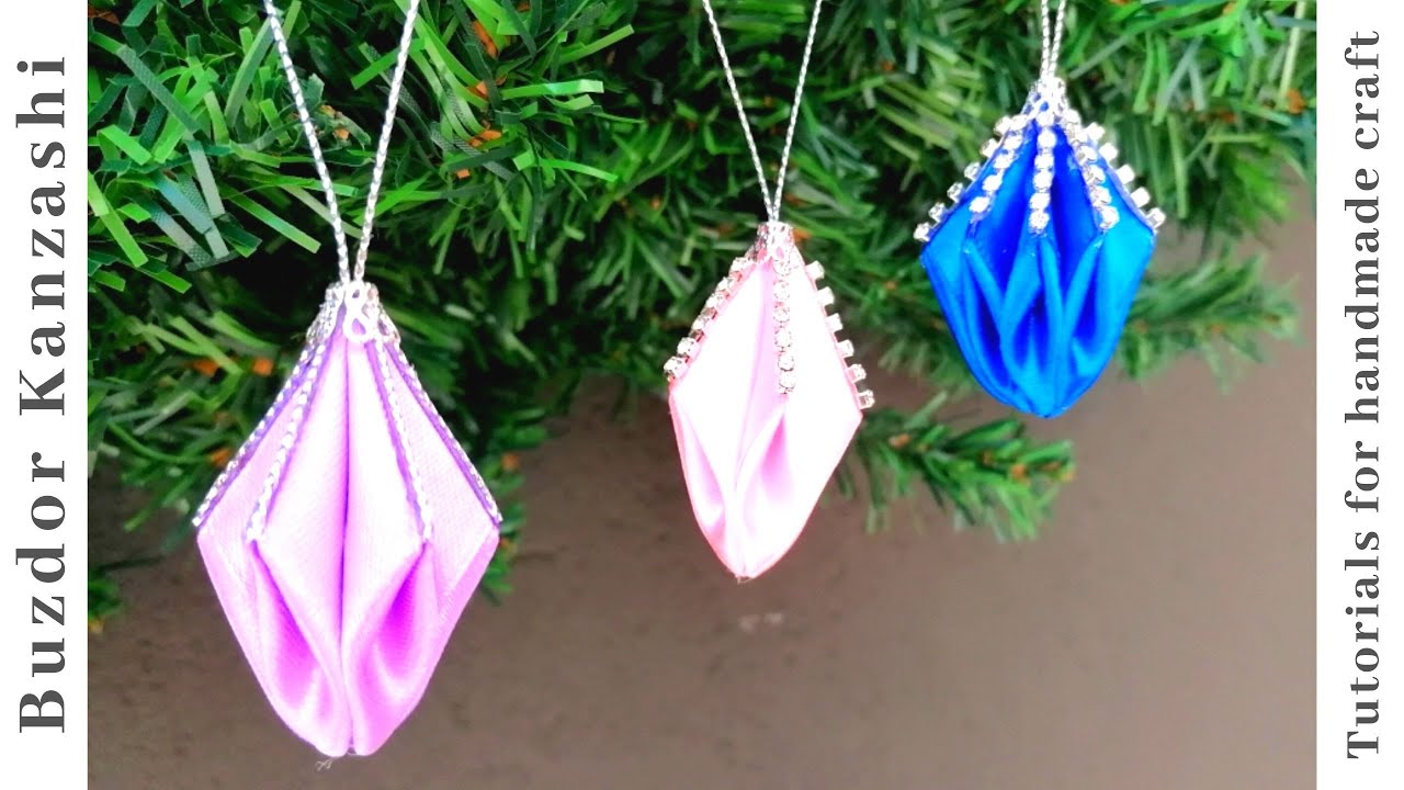DIY kanzashi függődísz 03 / Kanzashi Christmas ornaments 03 / satin ribbon ornaments