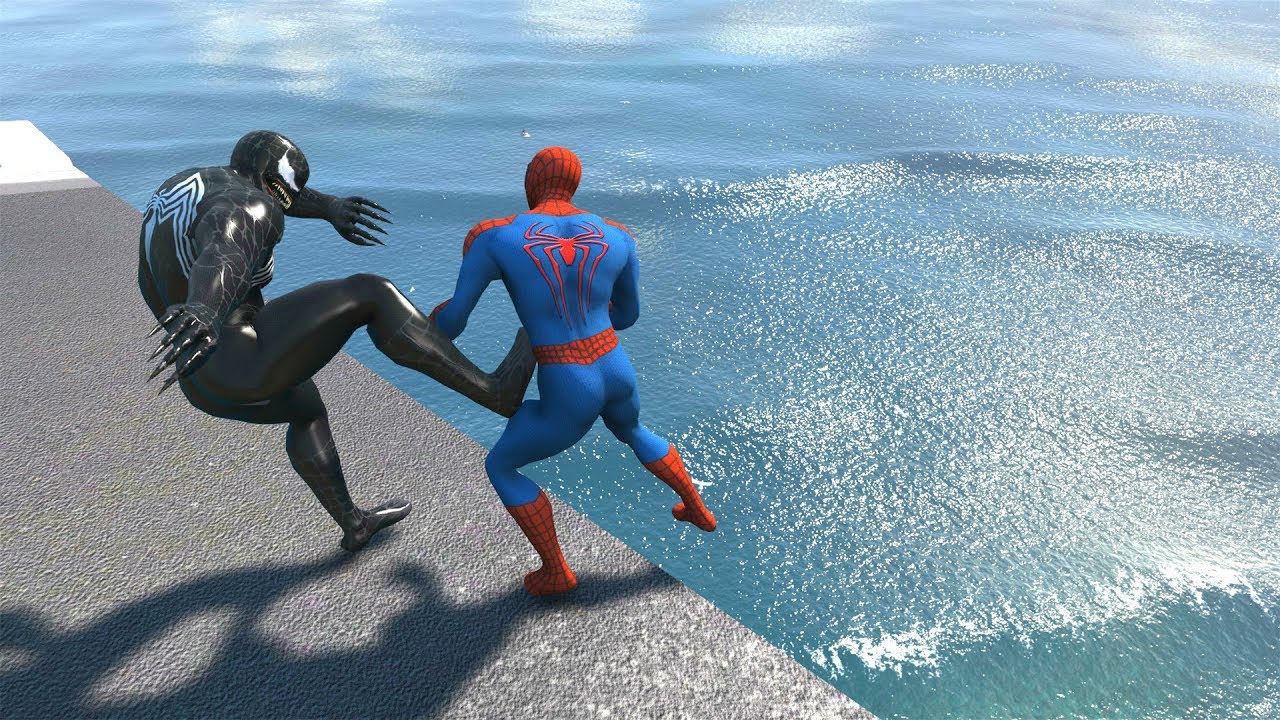 GTA 5 Water Ragdolls | SPIDERMAN vs VENOM Jumps/Fails #5 (Euphoria physics | Funny Moments)