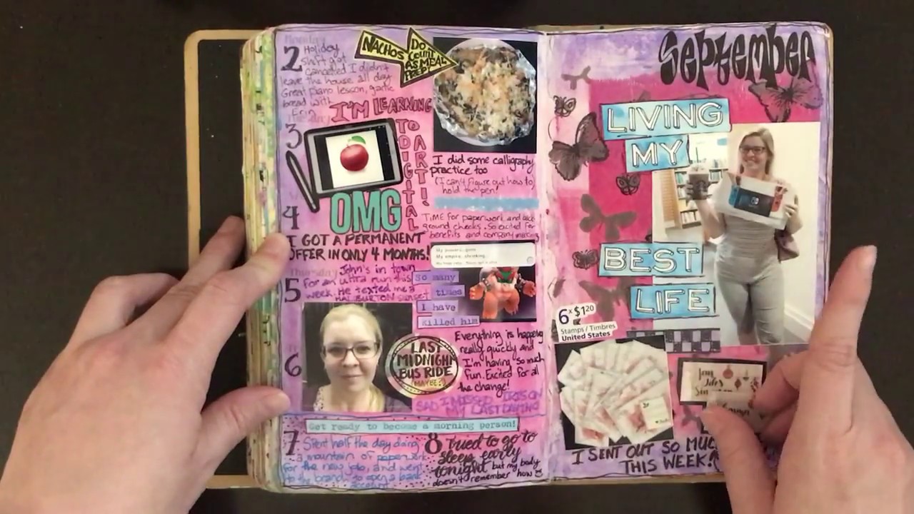 Creative Journal Flip Through - September  in my Dylusions Creative Dyary