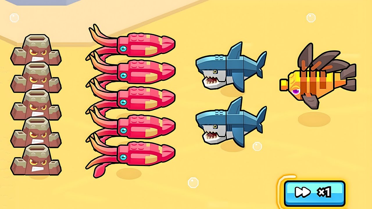 Block Fish Merge Battle | Merge Fish Evolution Master Battle, New Episode - Max Level Gameplay 