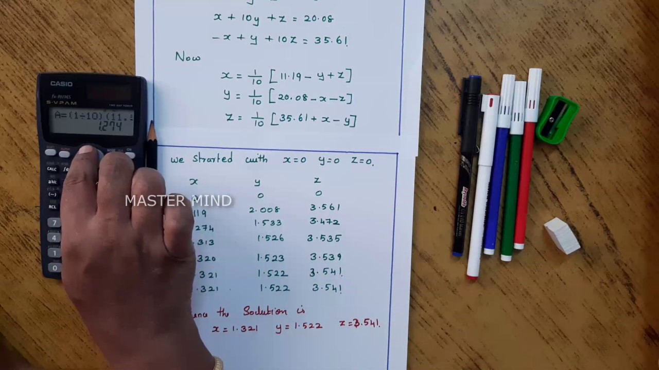 Gauss Jacobi method using fx991Ms calculator