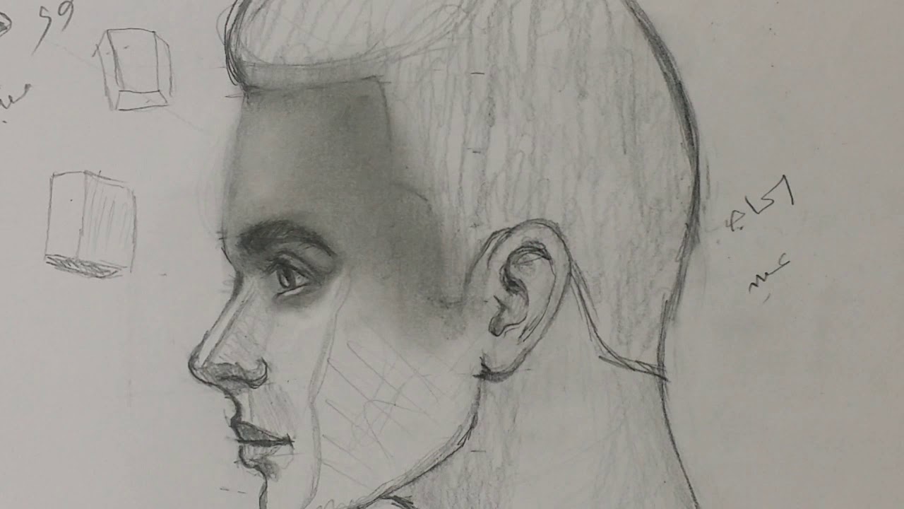 شرح تظليل وجه جانبي بالقلم الرصاص ..How to shade with pencil side view by Mohamed shams