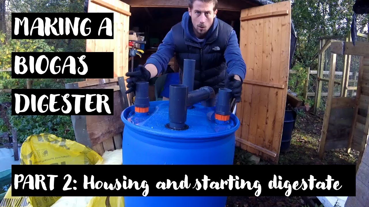 Making a biogas digester PART II // housing and starter digesate // off grid gas