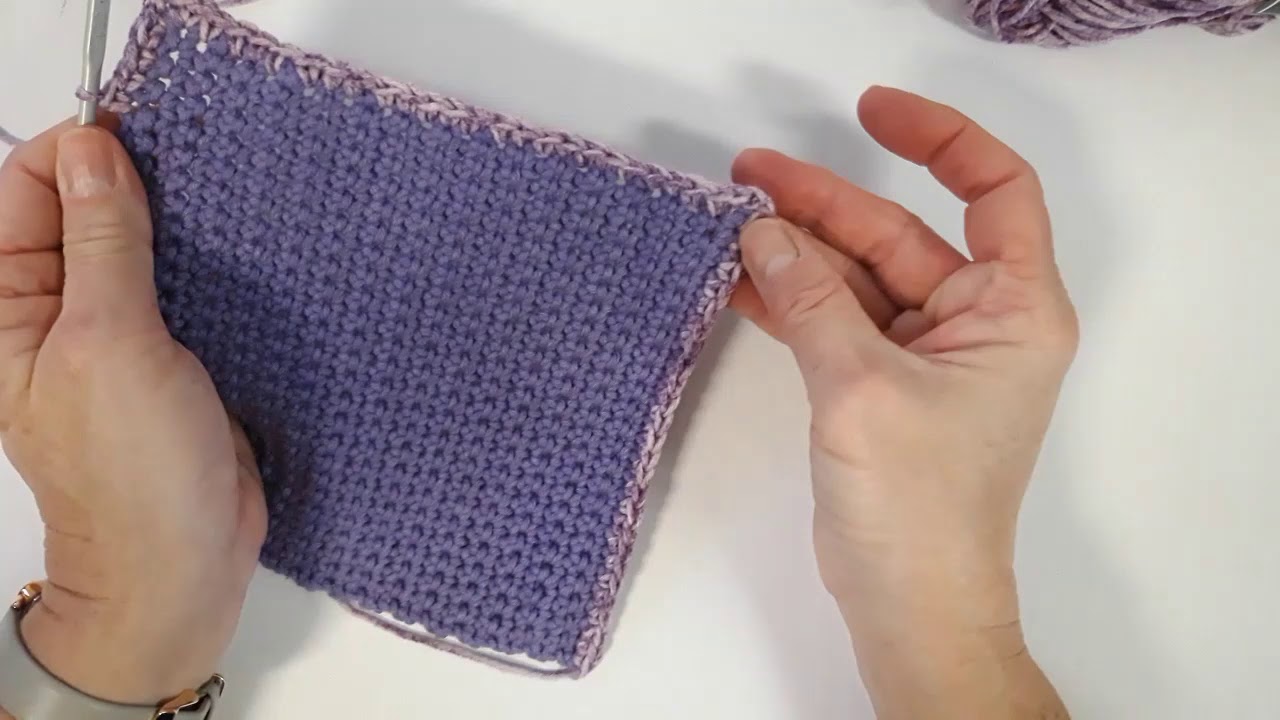Leren Haken 1B, lapjes omhaken, een pannenlap