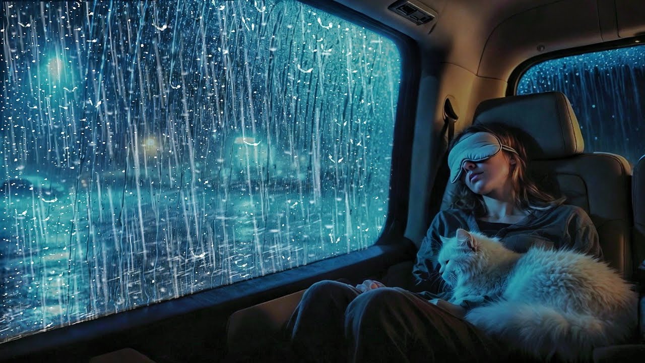 Sleep Fast In Minutes With Torrential Rain On The Car & soft Thunder | heavy rain for insomnia