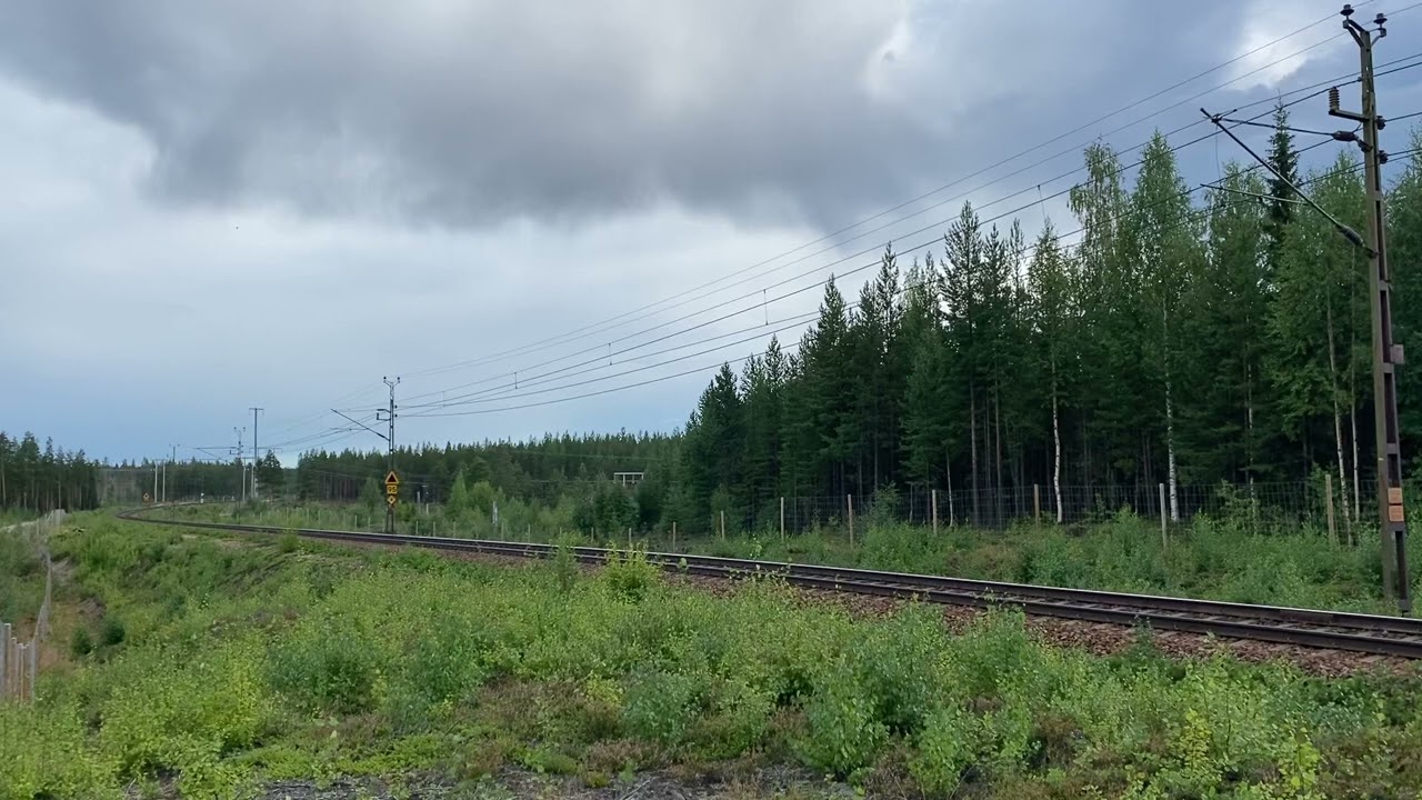 RRS - Real Rail Sweden freight train to Boden passing Abborrtjärn level crossing in Vindeln.
