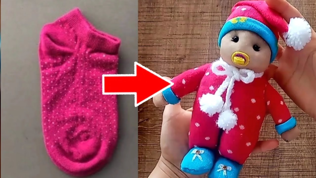 How to make sock doll, easy sock doll training , DIY baby sock doll