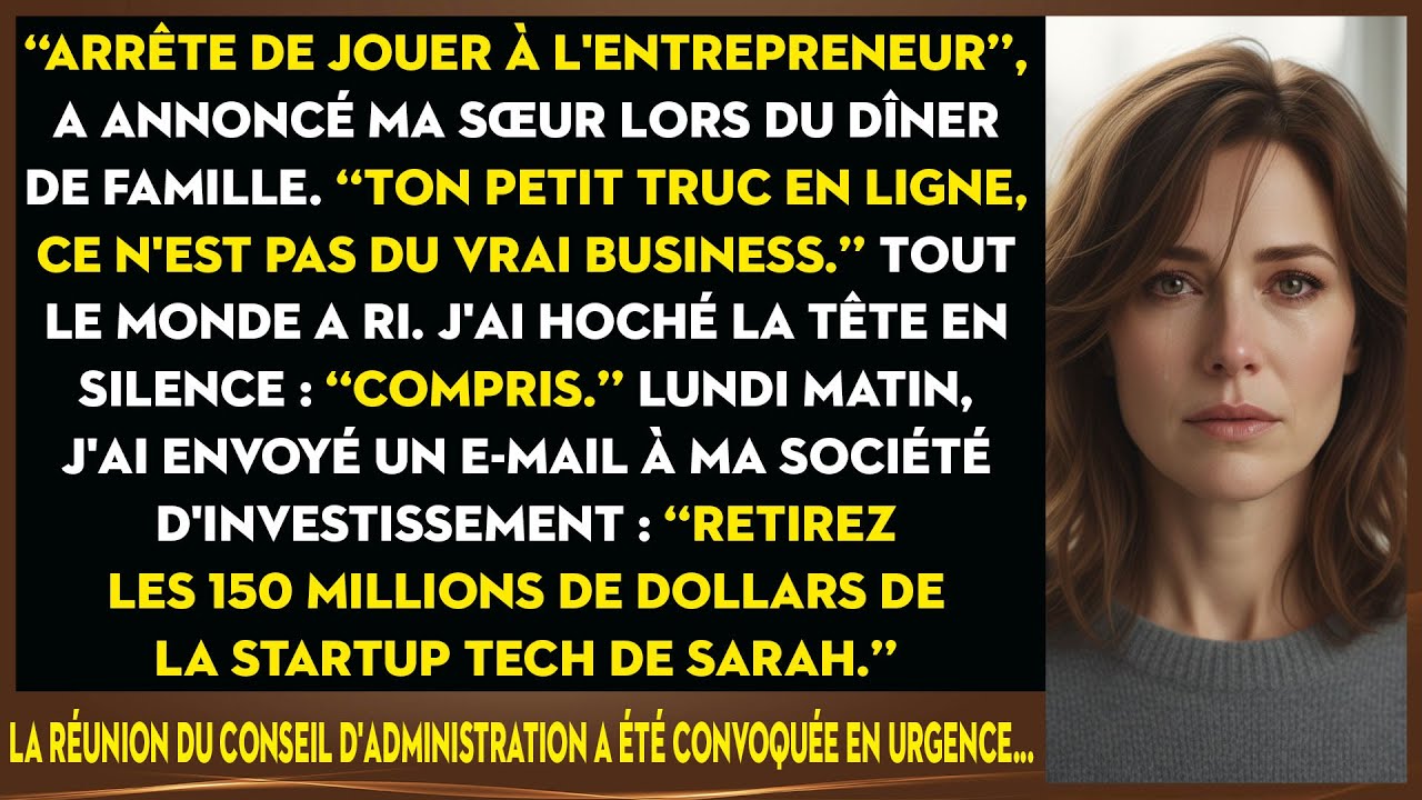 Ma Sœur Me Croit Faux Entrepreneur, Mais Je Suis Son Associé Secret À 150 Millions.