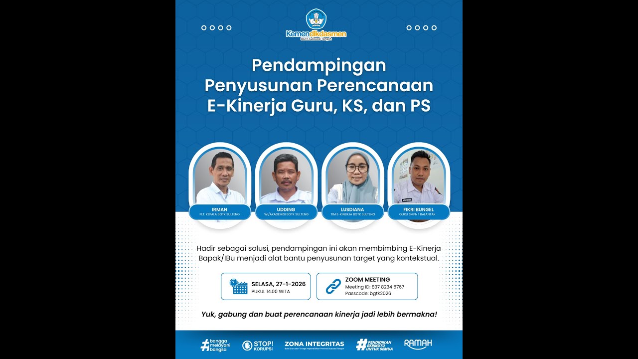 Pendampingan Penyusunan Perencanaan E-Kinerja Guru, KS, dan PS