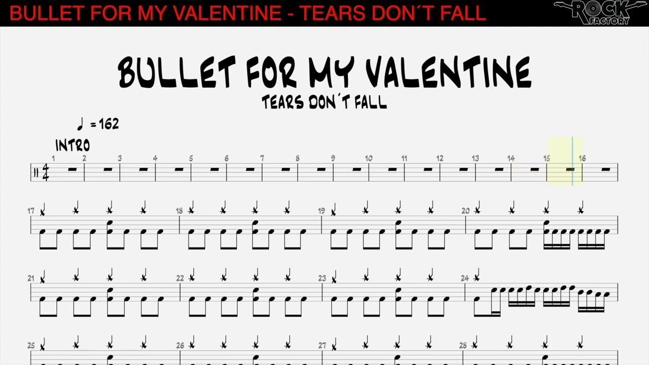 BULLET FOR MY VALENTINE - Tears don&acute;t fall [DRUM SCORE]