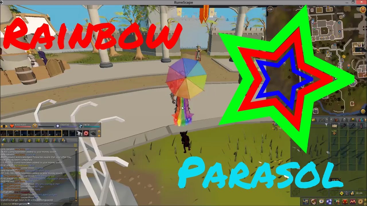 The New Runescape Rainbow Parasol + The Rainbow Cape + Amulet
