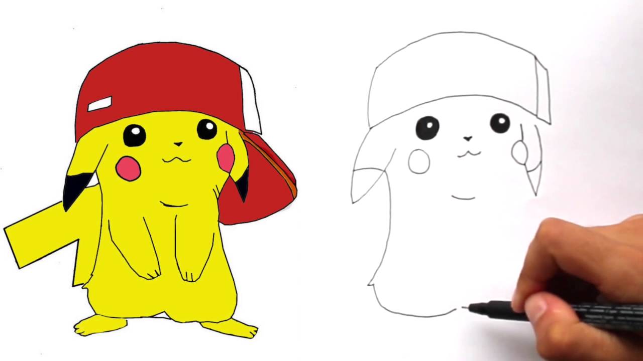 How to Draw Pikachu With Ash's Hat Step by Step