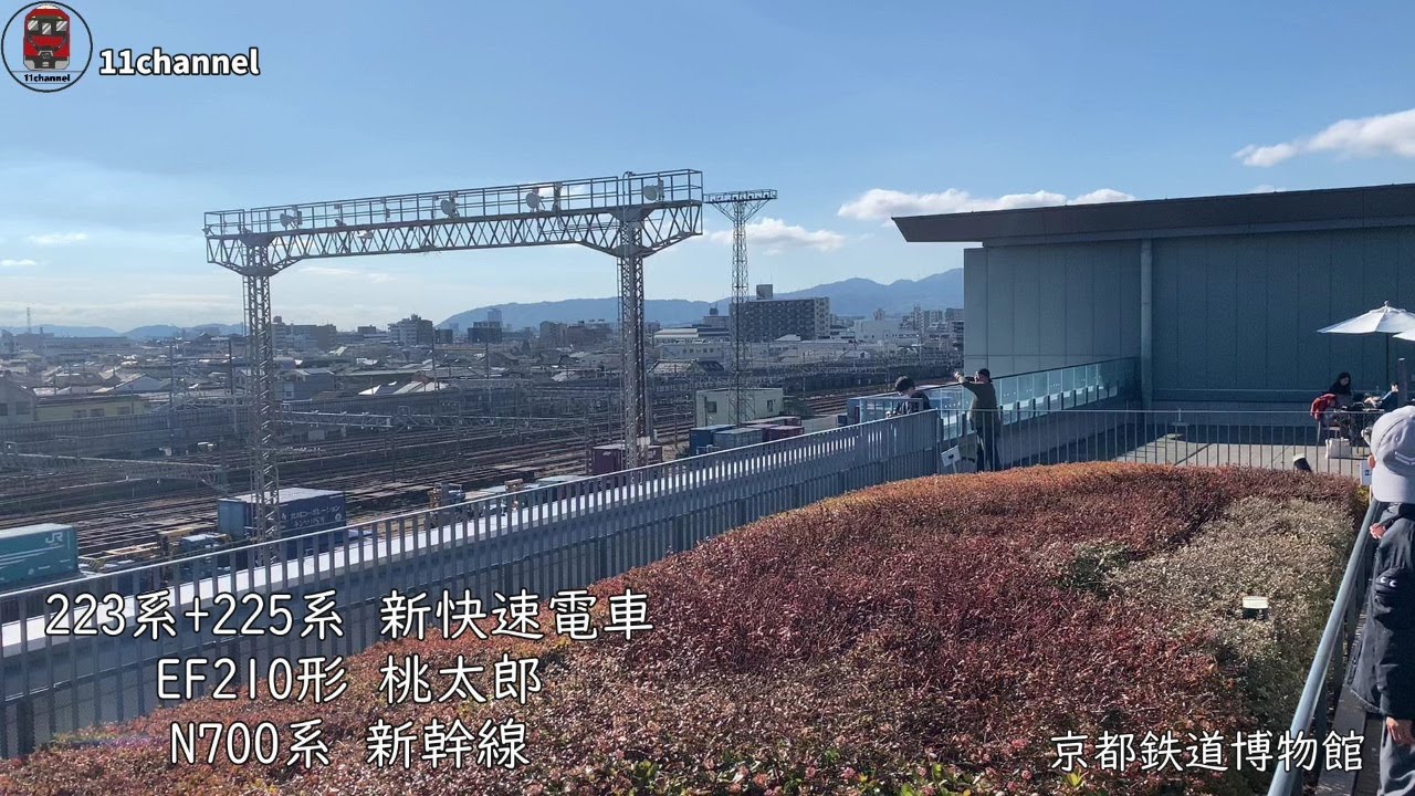 【JR線】★223系+225系新快速・210形桃太郎・N700系新幹線 通過シーン★京都鉄道博物館 屋上より　#鉄道博物館 #jr #電車 #自閉症