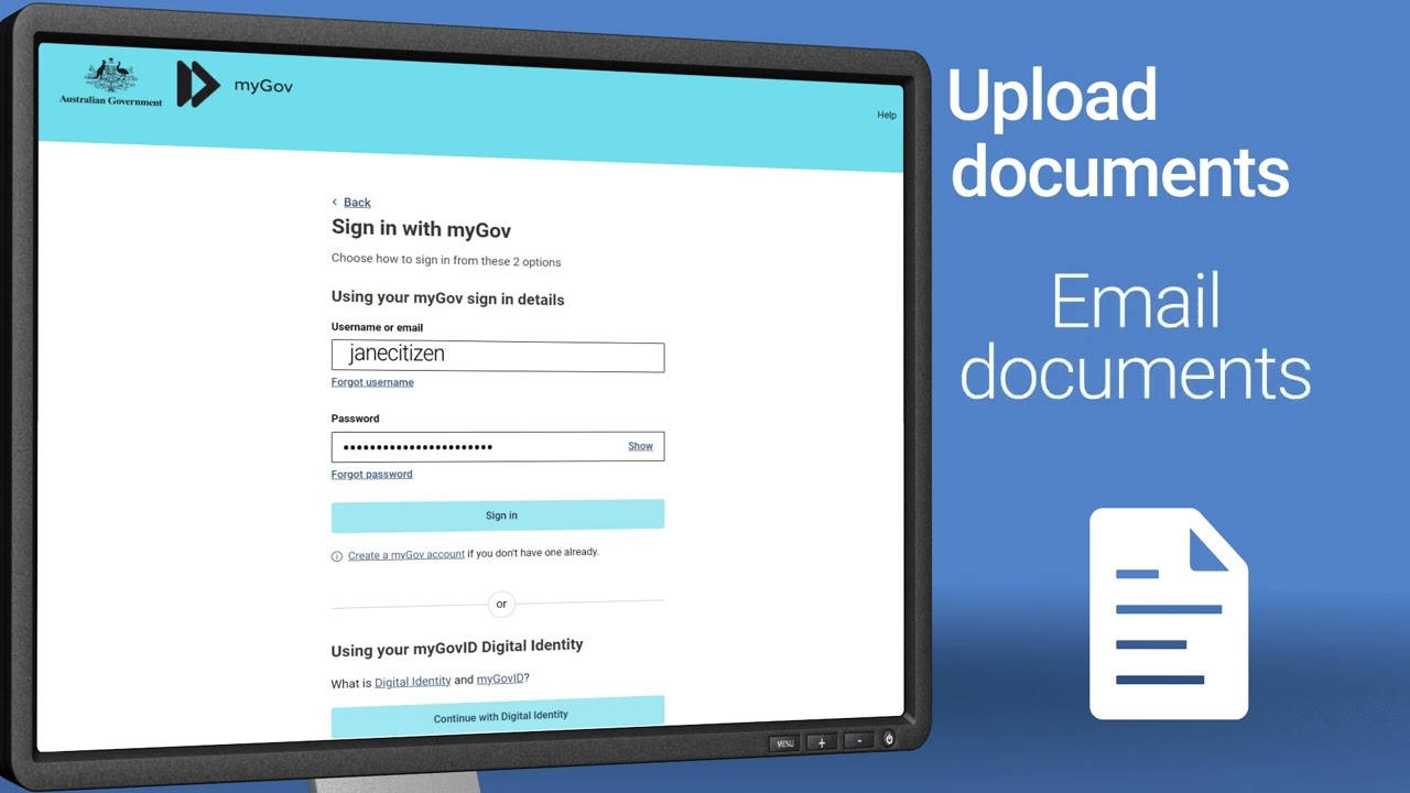 Centrelink Online Account - Upload a document