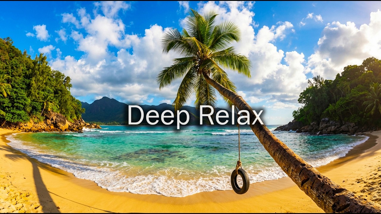 Dreamy Tropical Beach Swing 🌴 Relaxing Ocean Waves & Peaceful Island Paradise | 4K Nature Ambience