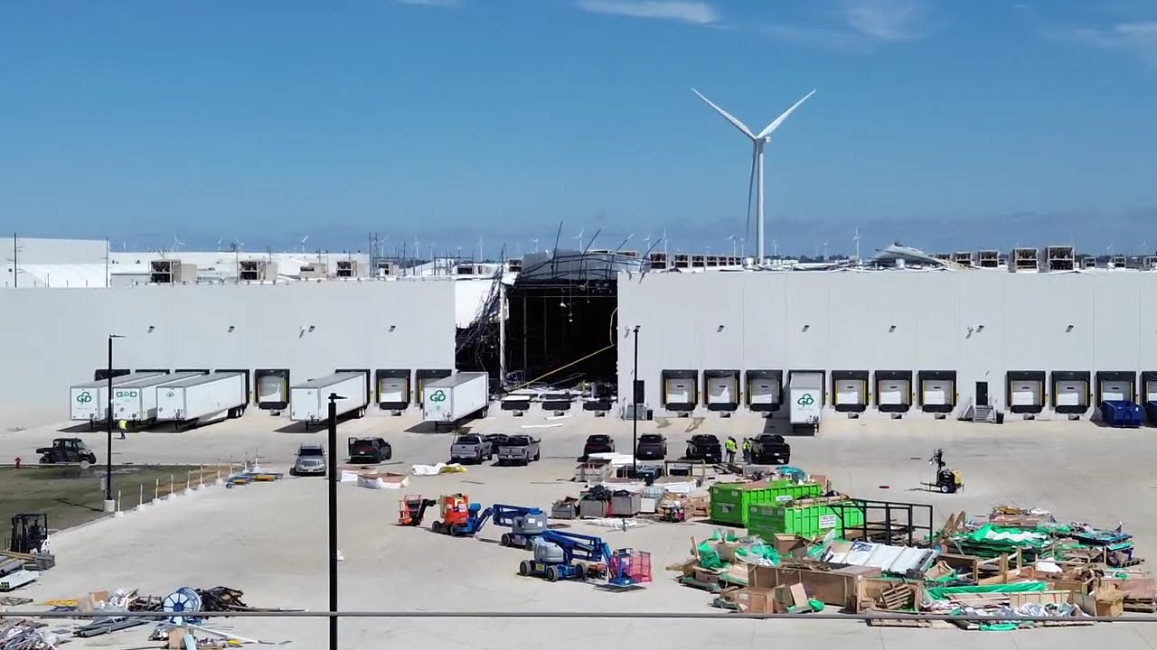 Weather damage at Rivian auto plant in Normal, Illinois