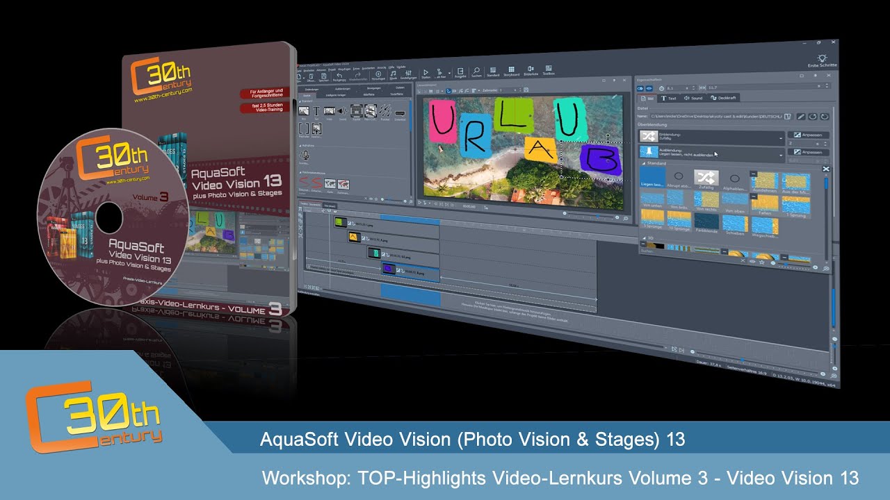 Highlights zum Video-Lernkurs Volume 3 für AquaSoft VideoVision 13