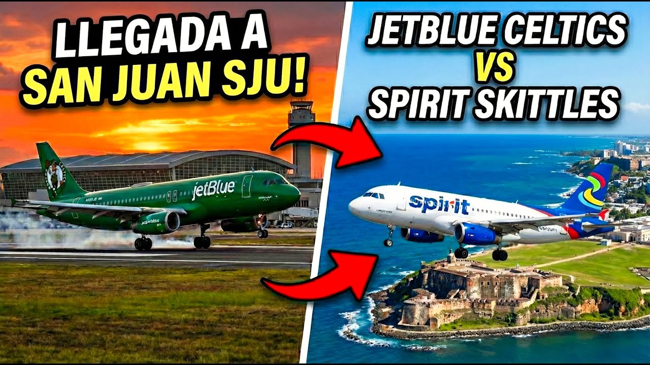Cazando aviones en San Juan: JetBlue Celtics vs Spirit Skittles ✈️