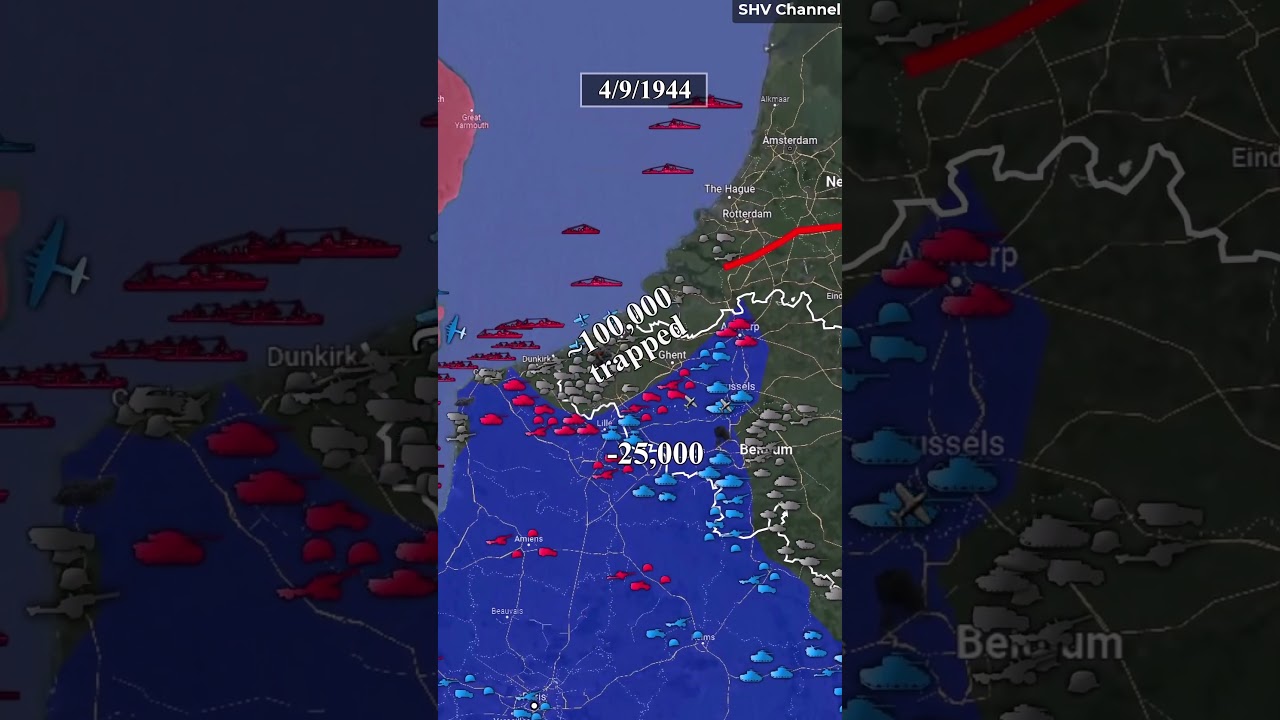 Western Front 1944 (Phase 1) In 2 Minutes Using Google Map #usa #britain #germany #westernfront