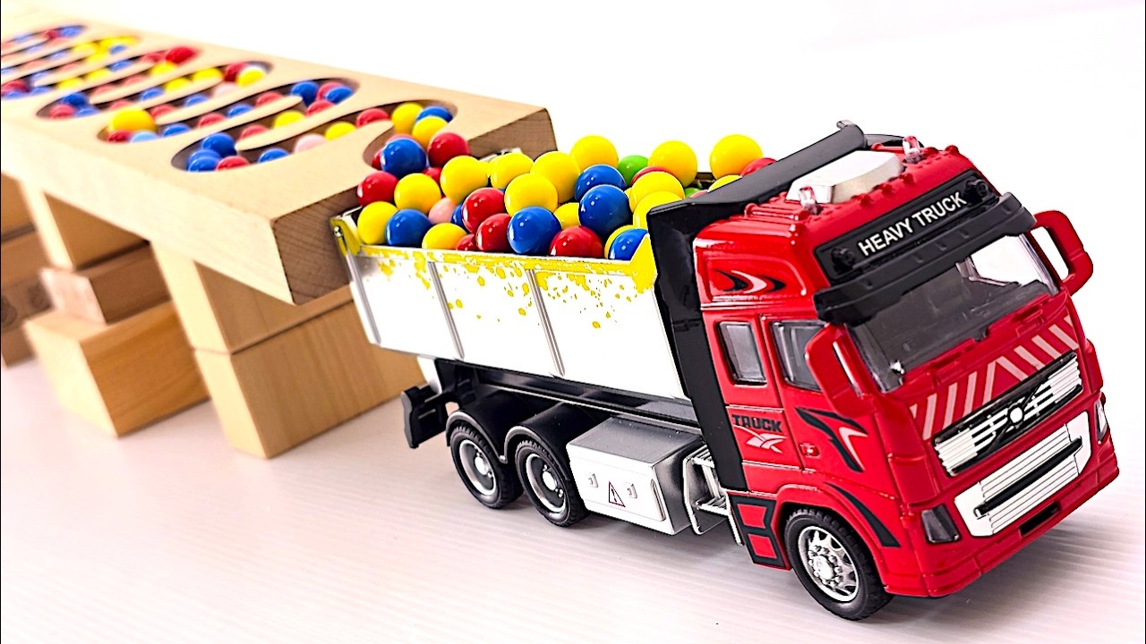Wooden Marble Run Flatbed Truck ASMR | Satisfying Marble Loading No Talking