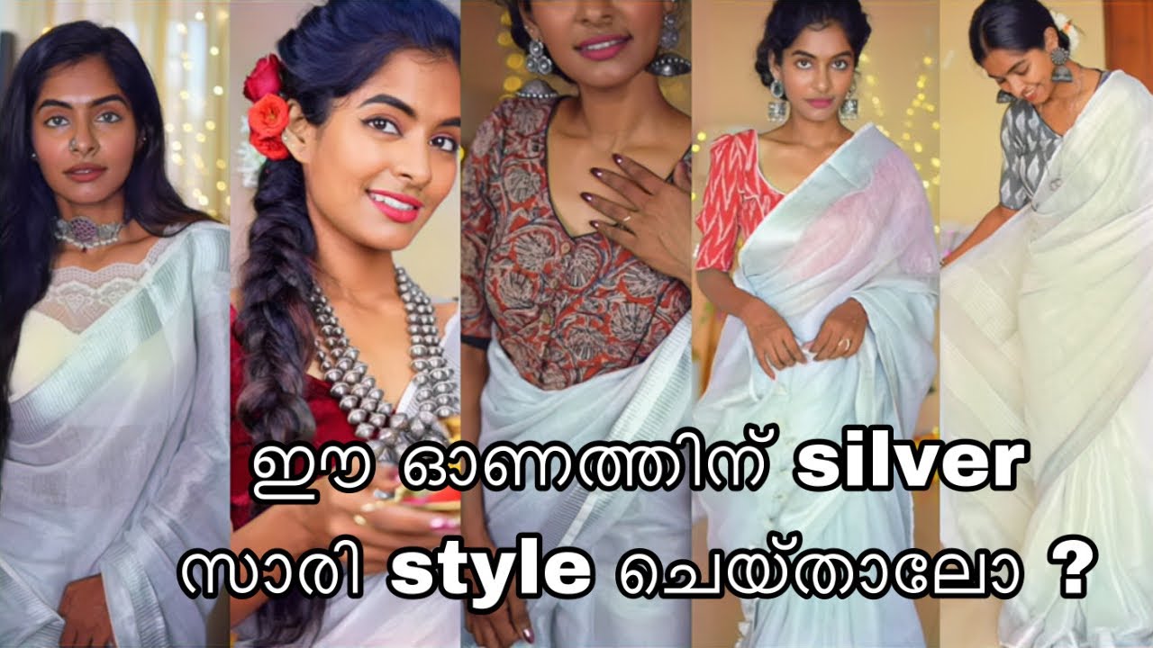 Styling Silver saree for this Onam in elegant way|Amazon saree blouse|Onam series #8 |Asvi Malayalam