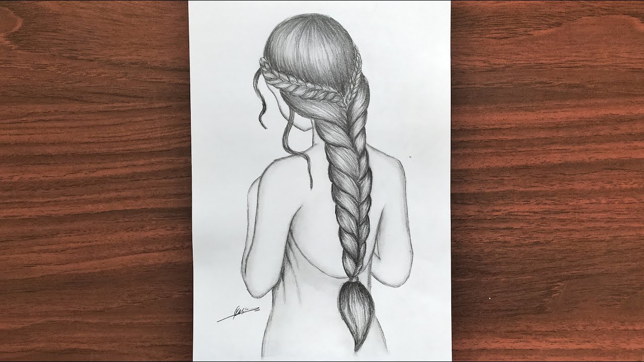 رسم سهل : تعليم بالخطوات رسم بنت كيوت وتسريحة شعر بنت جميلة