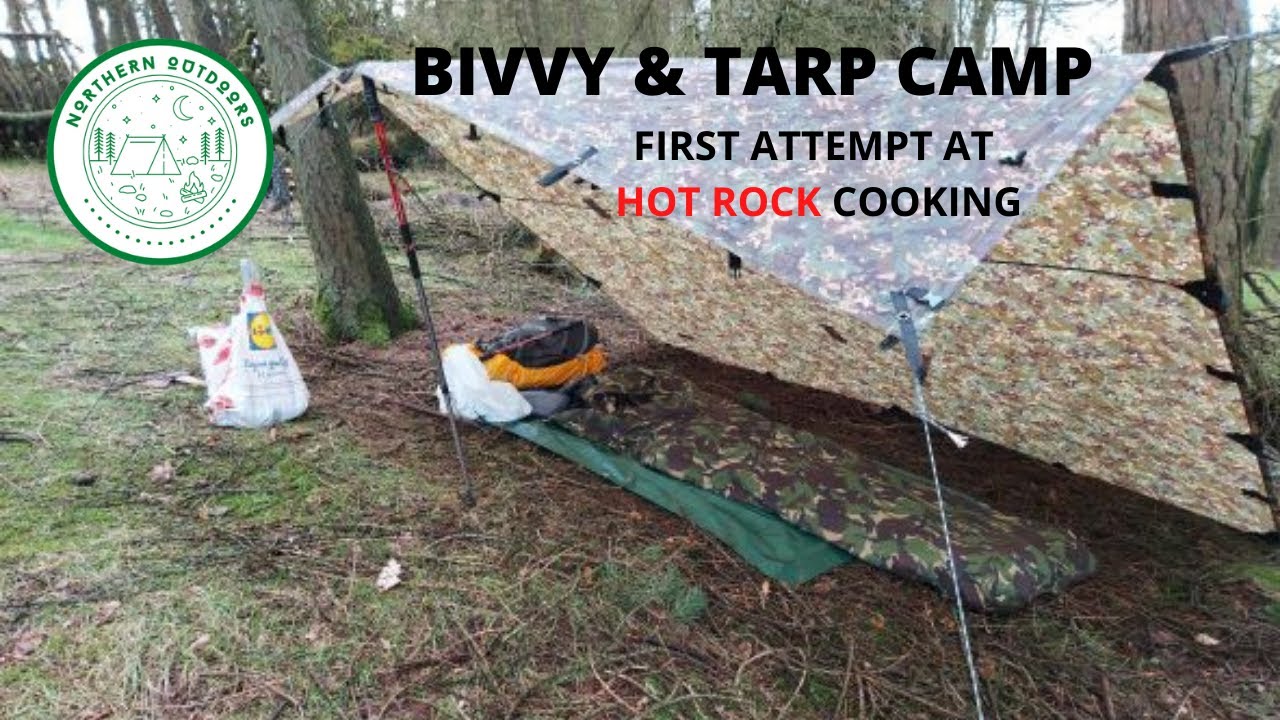 ---  FIRST ATTEMPT AT HOT ROCK COOKING --- Wild camping with JJR_OUTDOORS_ --- BIVVY & TARP CAMP ---