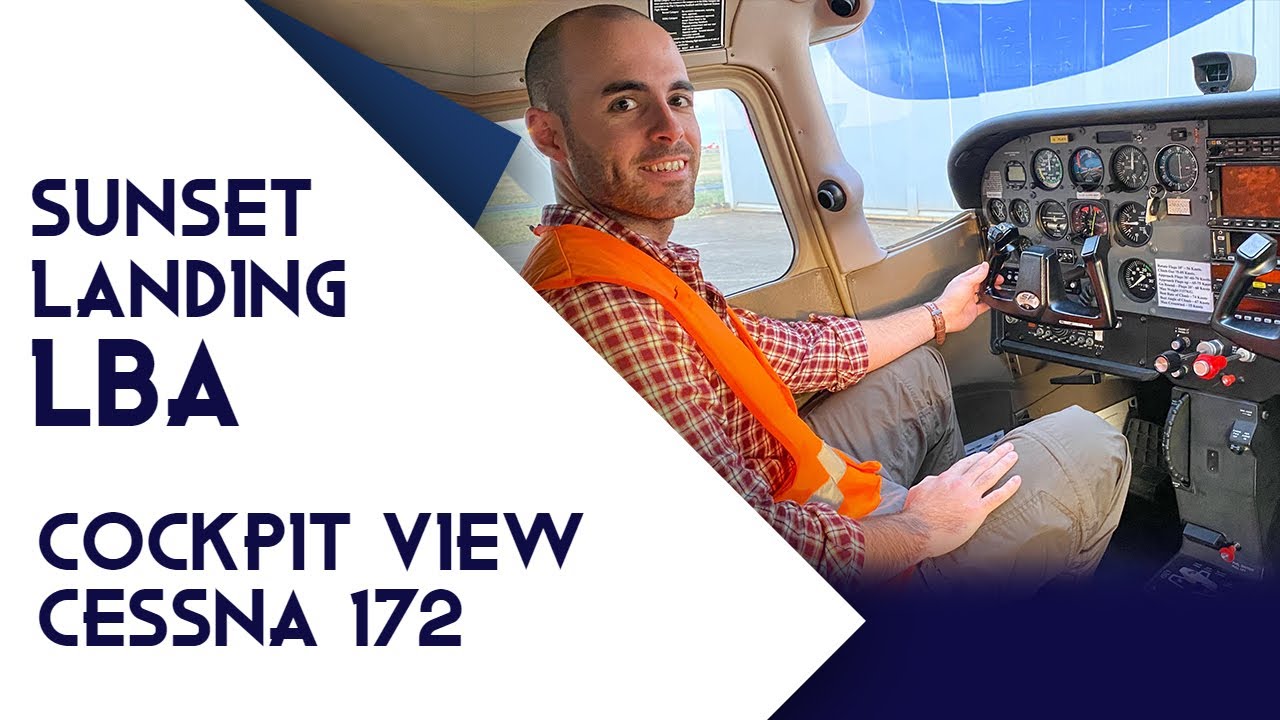 Sunset Landing and Taxi Cockpit View at Leeds Bradford International Airport | Cessna 172