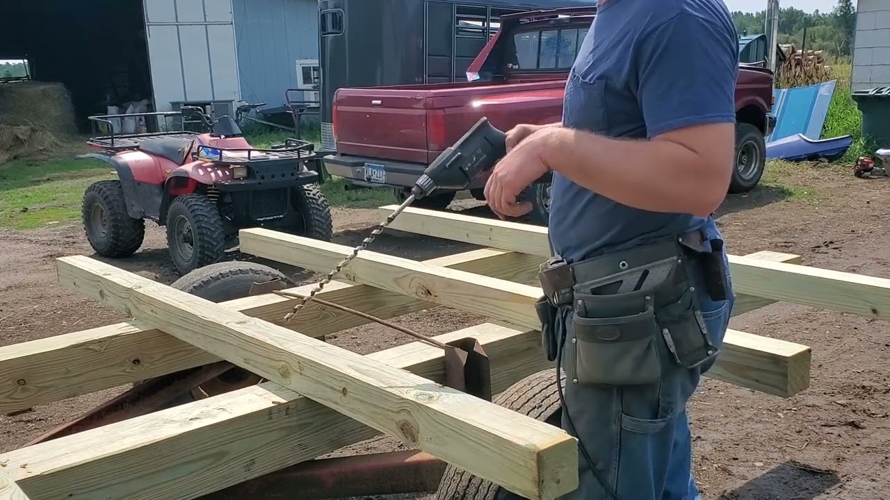 Building a hay trailer for small squares.