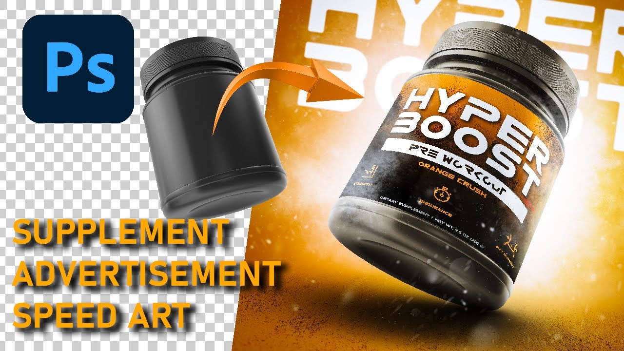 Photoshop | Supplement/Pre-Workout Mockup Creation | Social Media Post | Speed Art