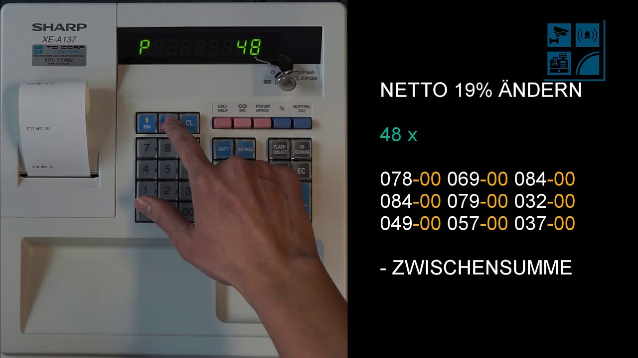 Sharp XE A137 MwSt Änderung 2021