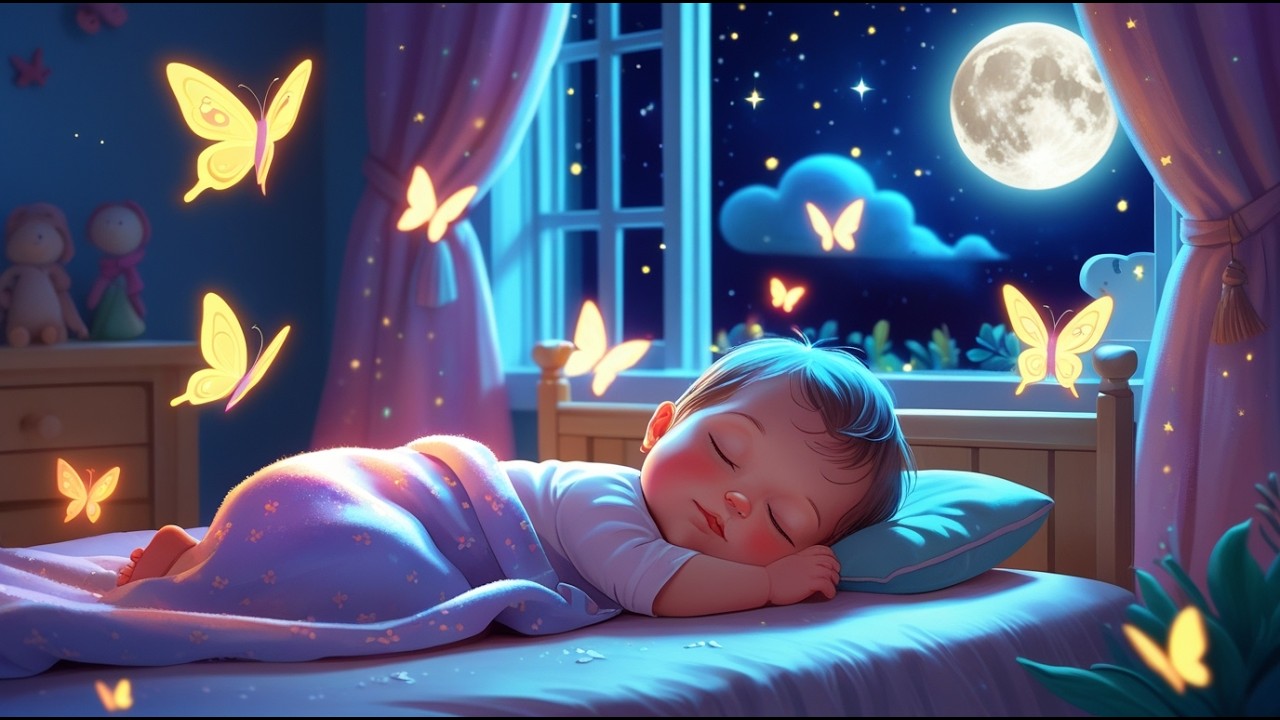 Butterfly Goodnight 🦋 Baby Sleep Song | Sweet Lullaby for Peaceful Bedtime |Jujubhuju |sleepmusic