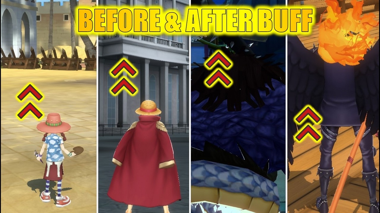 Before & After Buff Comparison of EX Luffy Hybrid Kaido King & Goldenweek One Piece Bounty Rush OPBR