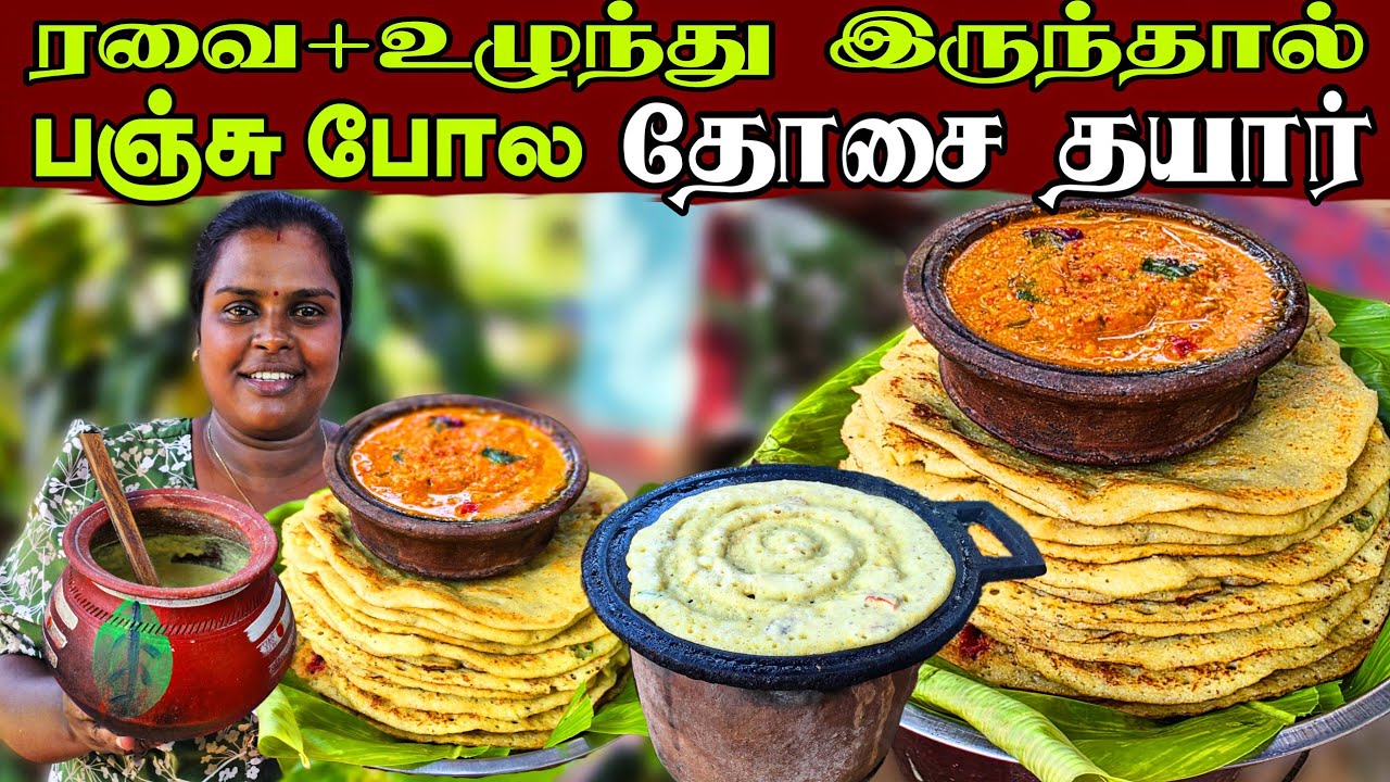 இப்படி சுட்டால் தோசை பஞ்சுபோல வரும் |  Our Village life ♥️ | vanni vlog