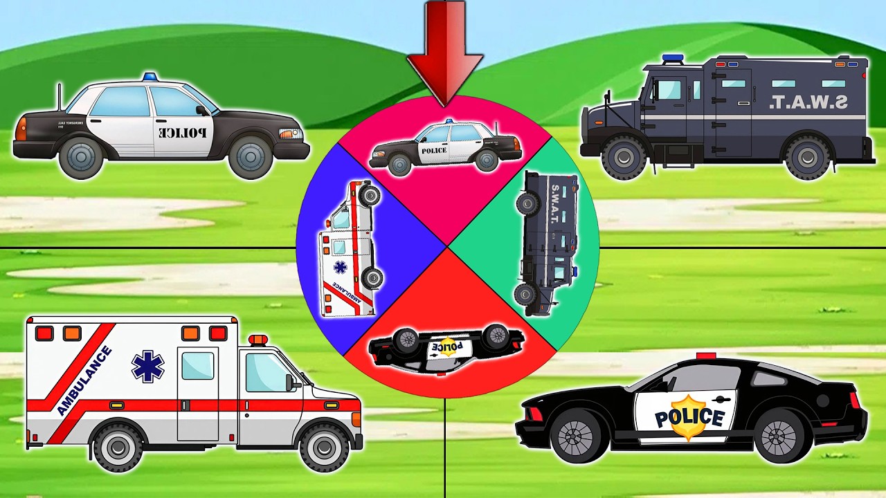 Police, Ambulance, or SWAT? 🎡🚓 | Spin the Wheel and Find Out! | Fun Vehicle Puzzle Challenge
