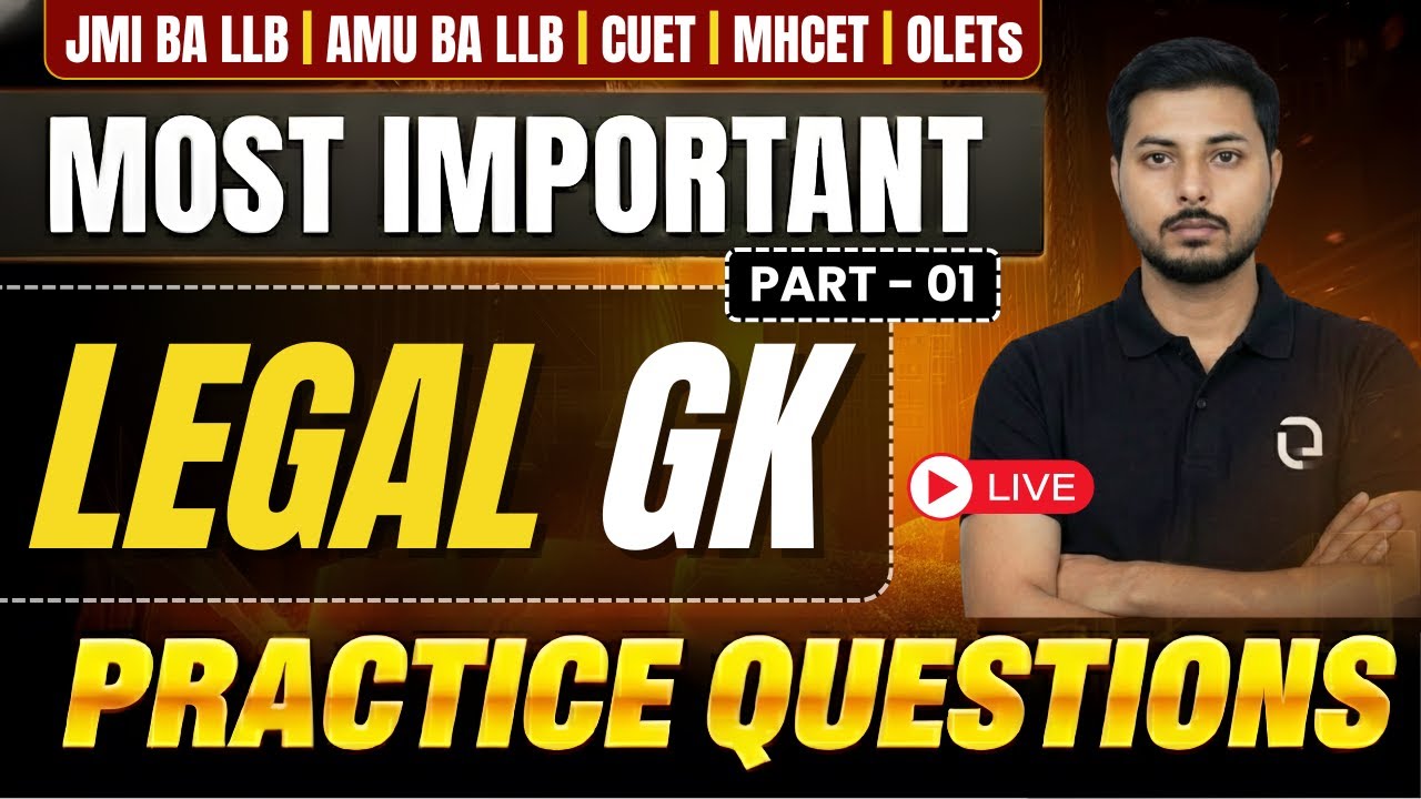 Legal GK | Important Practice Question | Part - 01 #jmiballb #amuballb #mhcetlaw  #legalgk #gk