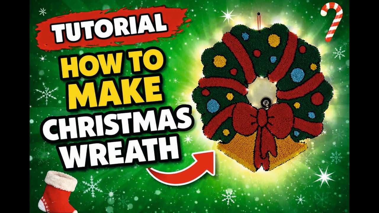 Punch Needle Christmas Wreath Tutorial | PDF Pattern + Step-by-Step DIY