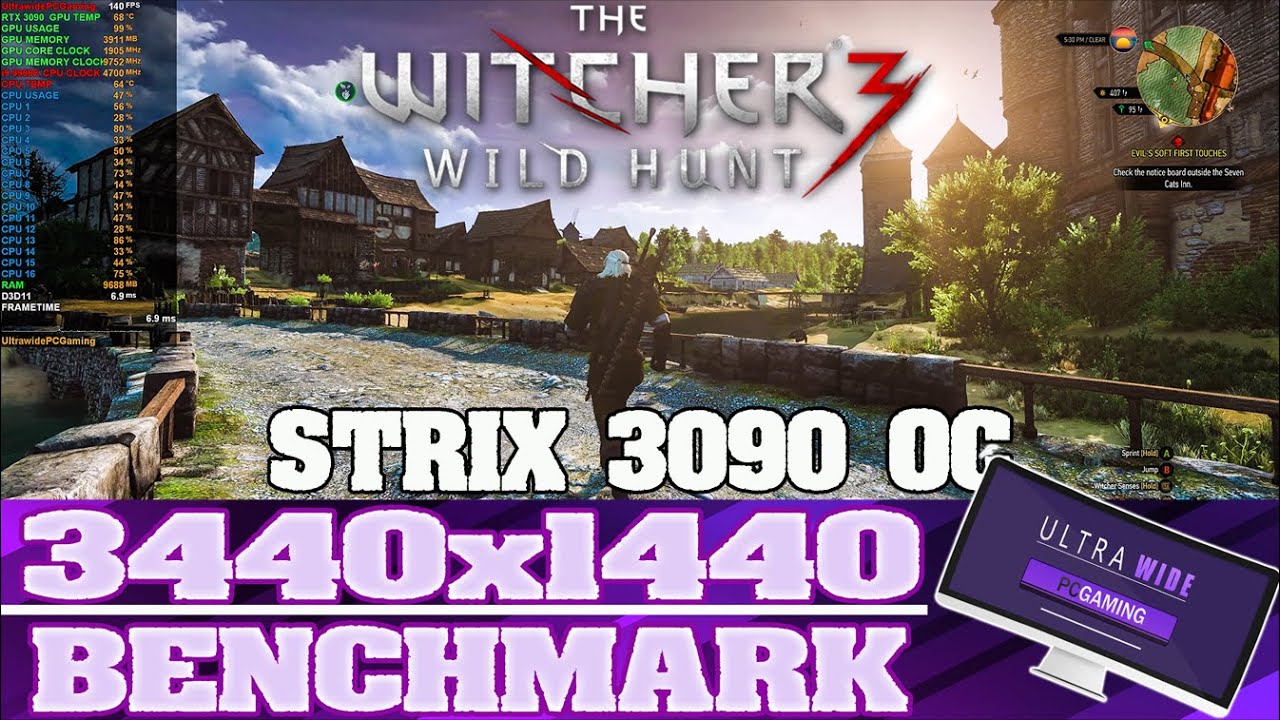 The Witcher 3 | Benchmark | Strix 3090 OC | i9 9900k | Ultrawide 3440x1440