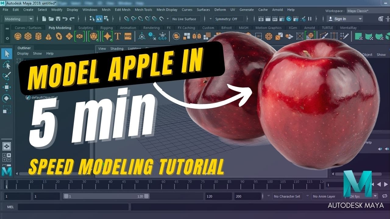 How to model an Apple in Maya | speed Modeling Tutorial 🍎