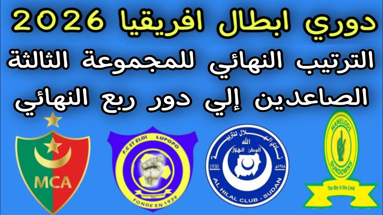 الترتيب النهائي للمجموعة الثالثة دوري ابطال افريقيا 2026 الصاعدين إلي دور ربع النهائي 