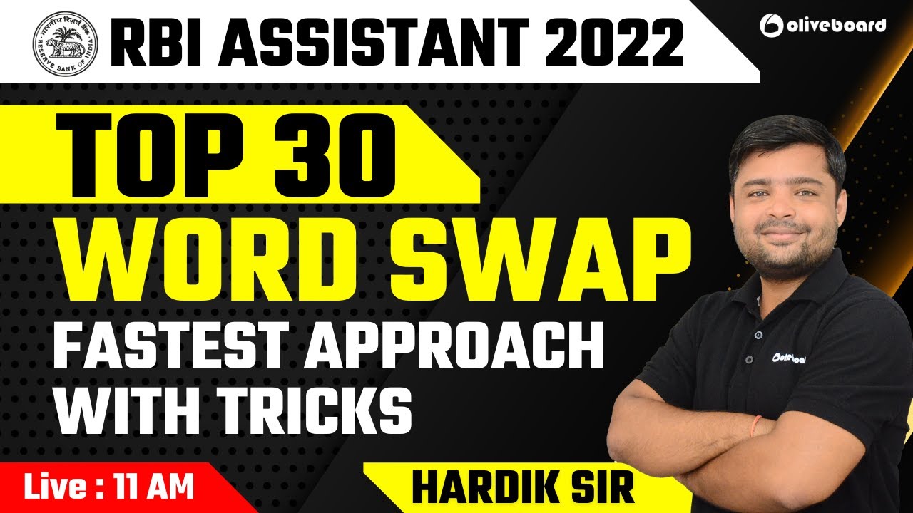 RBI Assistant Preparation 2022 | Top 30 Word Swap | Fastest Approach With Tricks | Hardik Sir