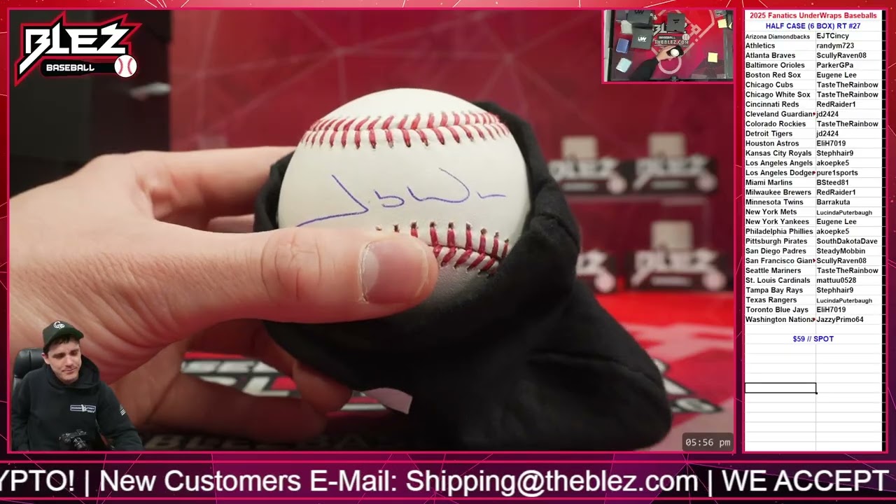 2025 Fanatics UnderWraps Baseballs HALF CASE Random Team #27