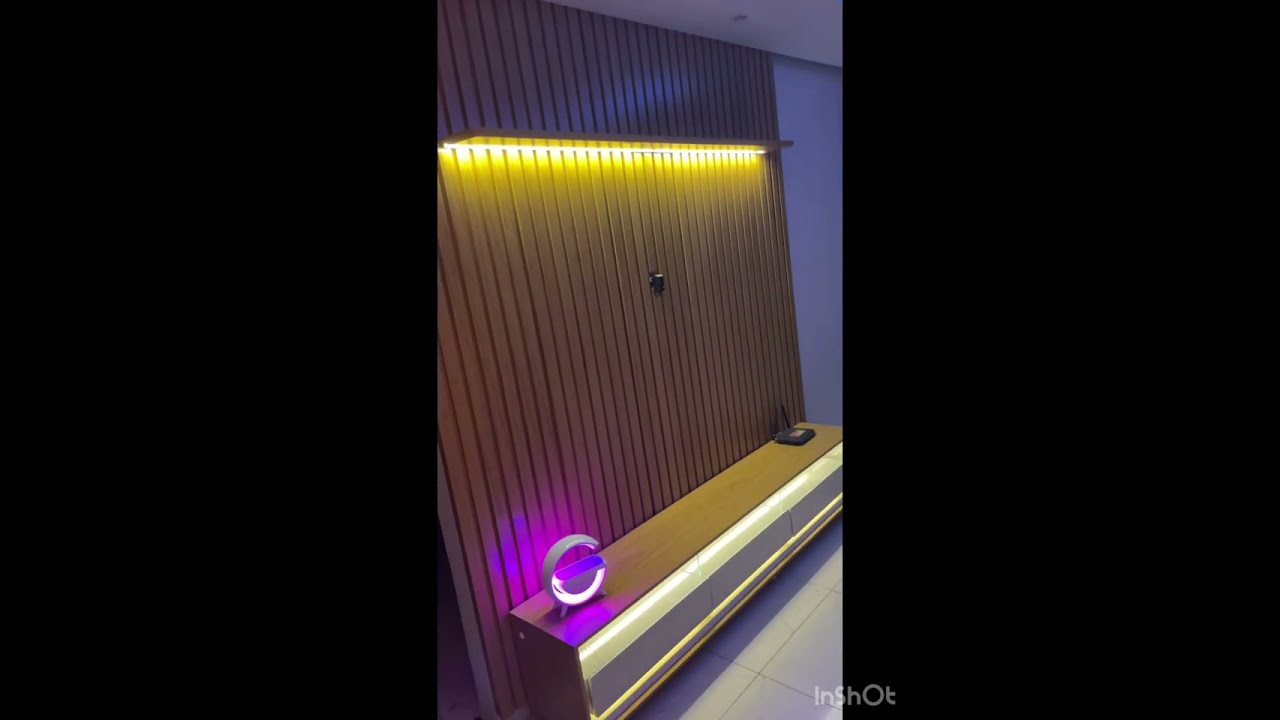 Montagem - Painel e Rack Ripado com LED e Rodízio Nobre 230 Naturale Off White - Gelius