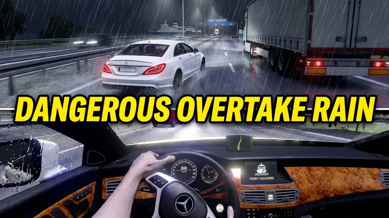 High Speed in Rain! 🌧️ Dangerous Overtakes & Ferry Crossing ⛴️ (Ultra Graphics)