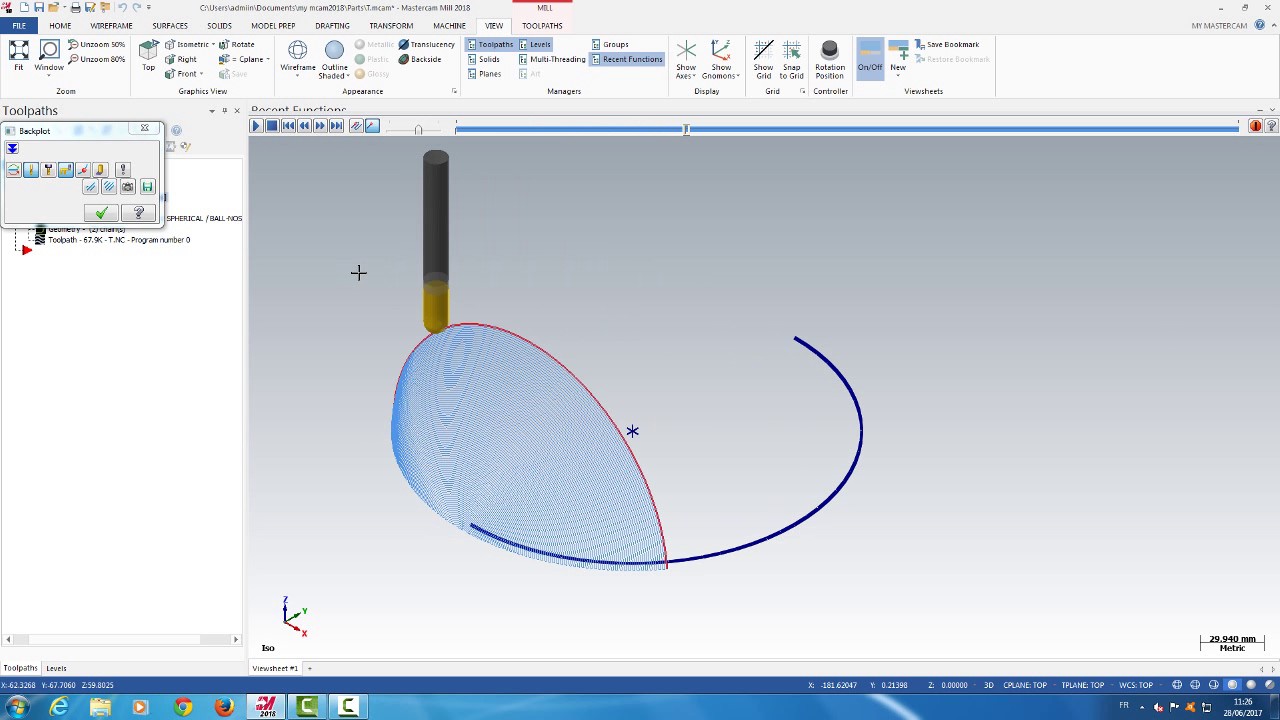 Toolpath Revolved -- MasterCam 2018