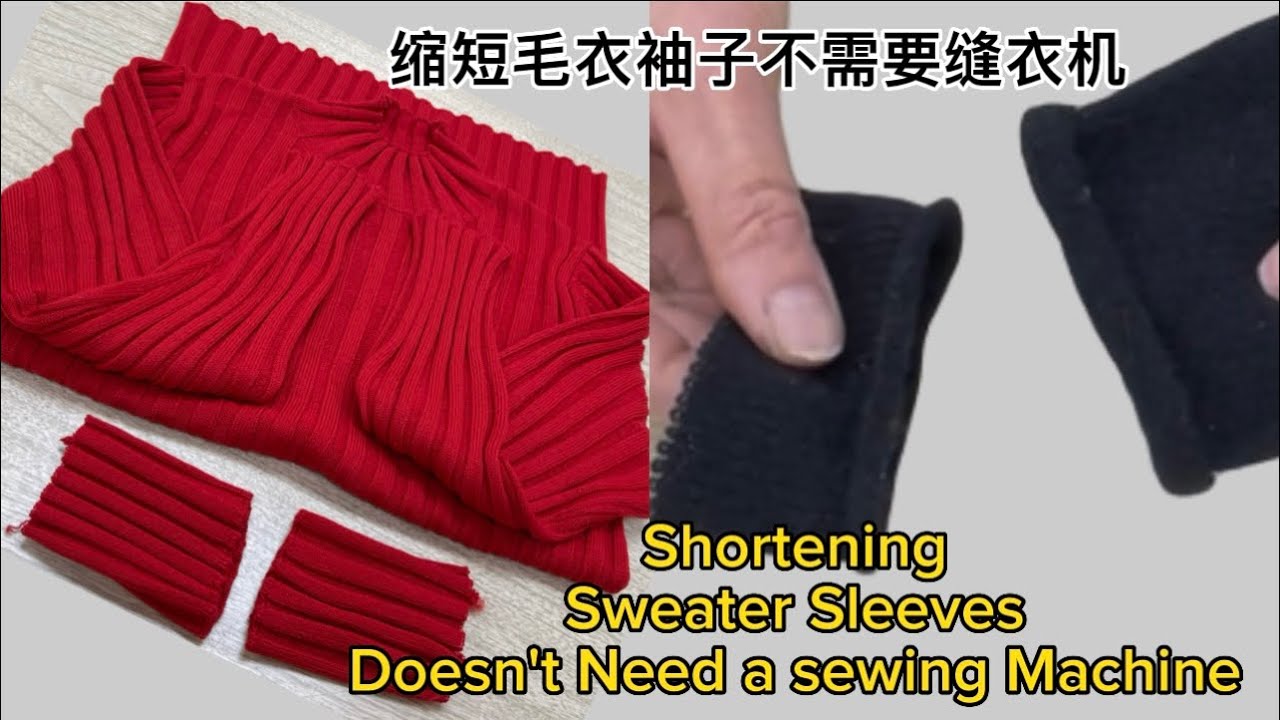 Shortening Rolled Sweater Sleeve Length Without a Sewing Machine