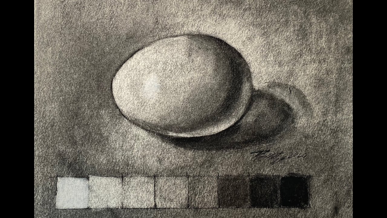 Art Lessons with Rossi: Value - Subtractive Charcoal Drawing - Egg