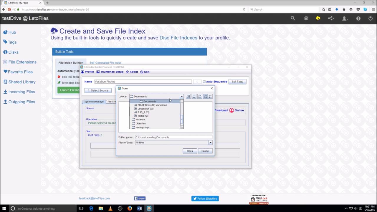 LetoFiles - Automatically Create File Index